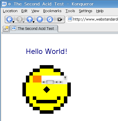 Screenshot: Konqueror in Acid2 Test